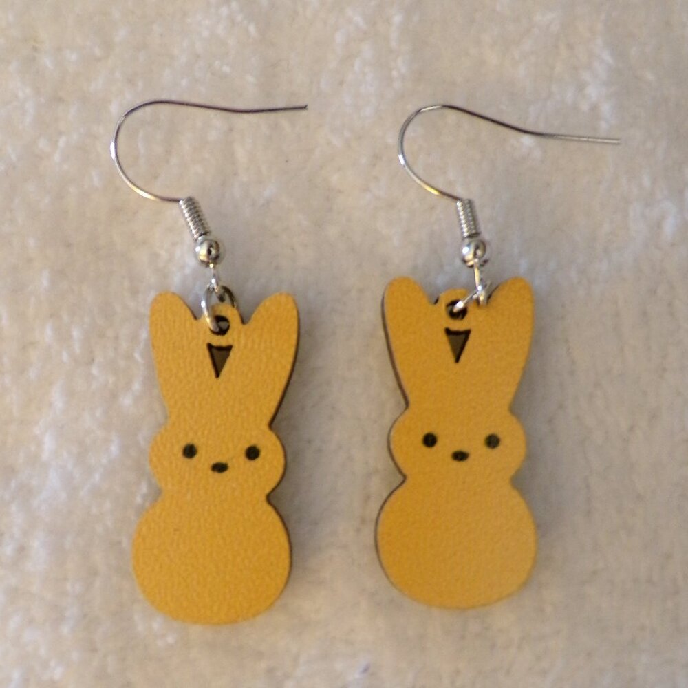 Yellow Easter Peeps Bunny Dangling Earrings NEW